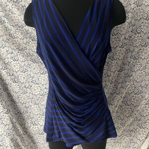 DKNY Striped Blue and Black Women's Large Top NWT